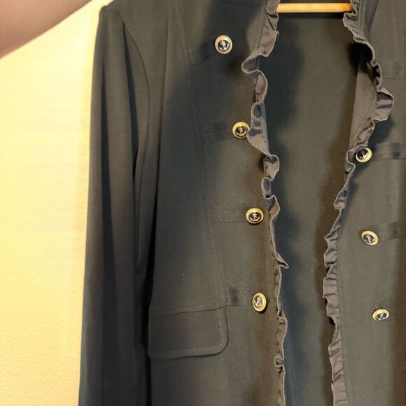 Ming Wang Ruffle Edge Open Front Knit Cardigan Size 1X - Picture 6 of 11